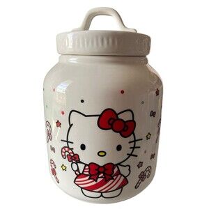 Hello Kitty Christmas Ceramic Cookie Jar  New w/ Minor Internal Lid Flaw